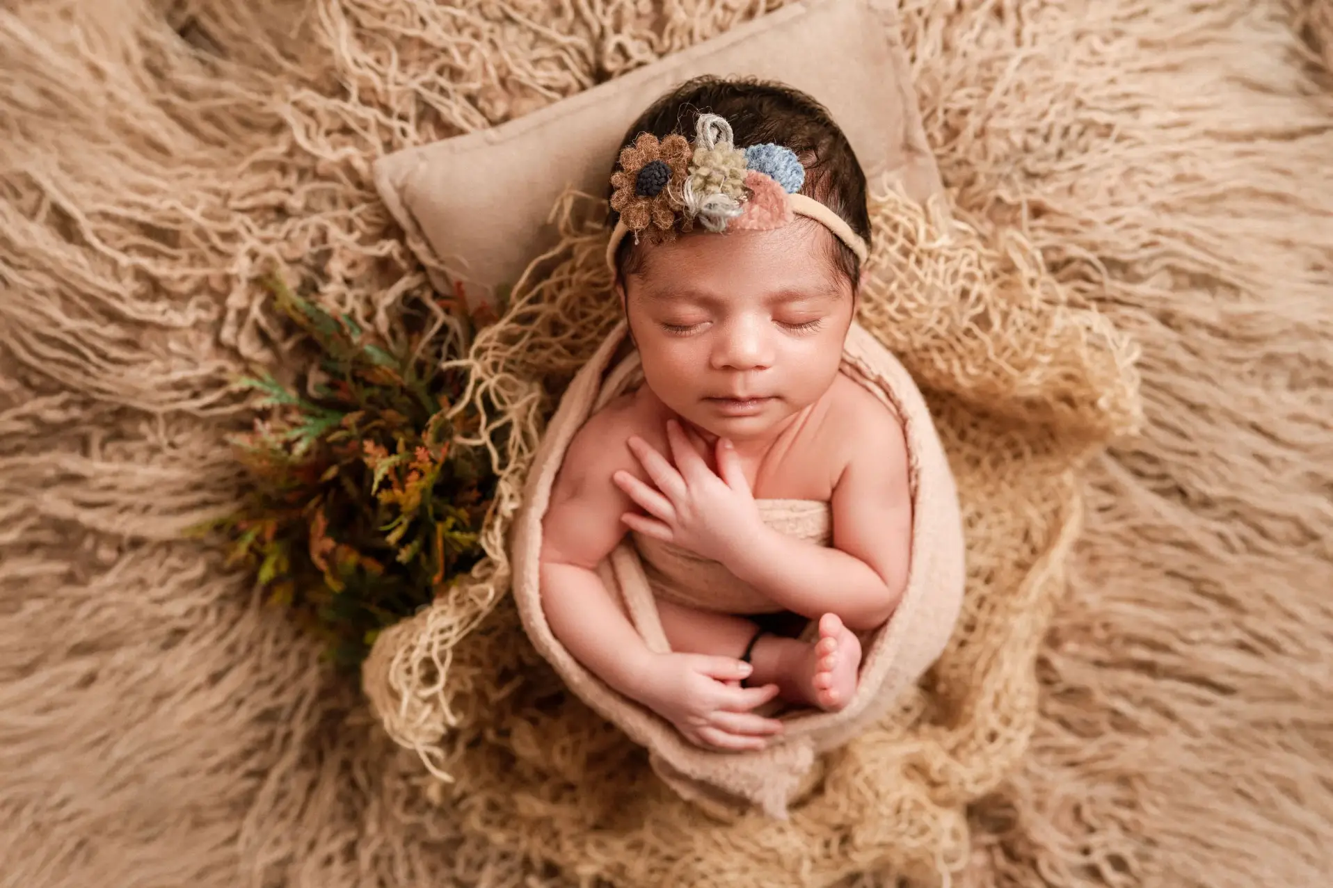 Gentle newborn portrait session